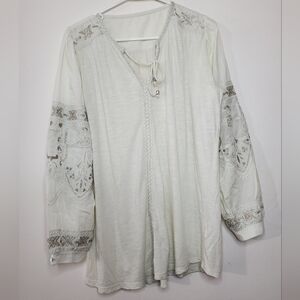 Womens Soft Surroundings Embroidered BoHo Tunic Top Size Medium